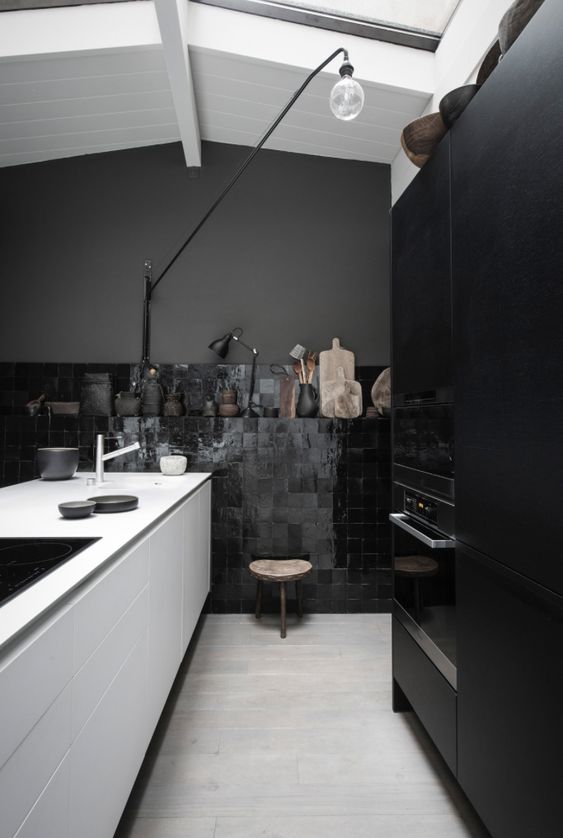 Matte black kitchen.